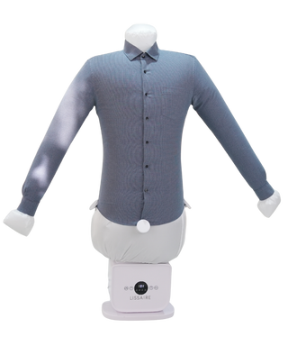 The Lissaire Automatic Ironing Machine with a shirt on it