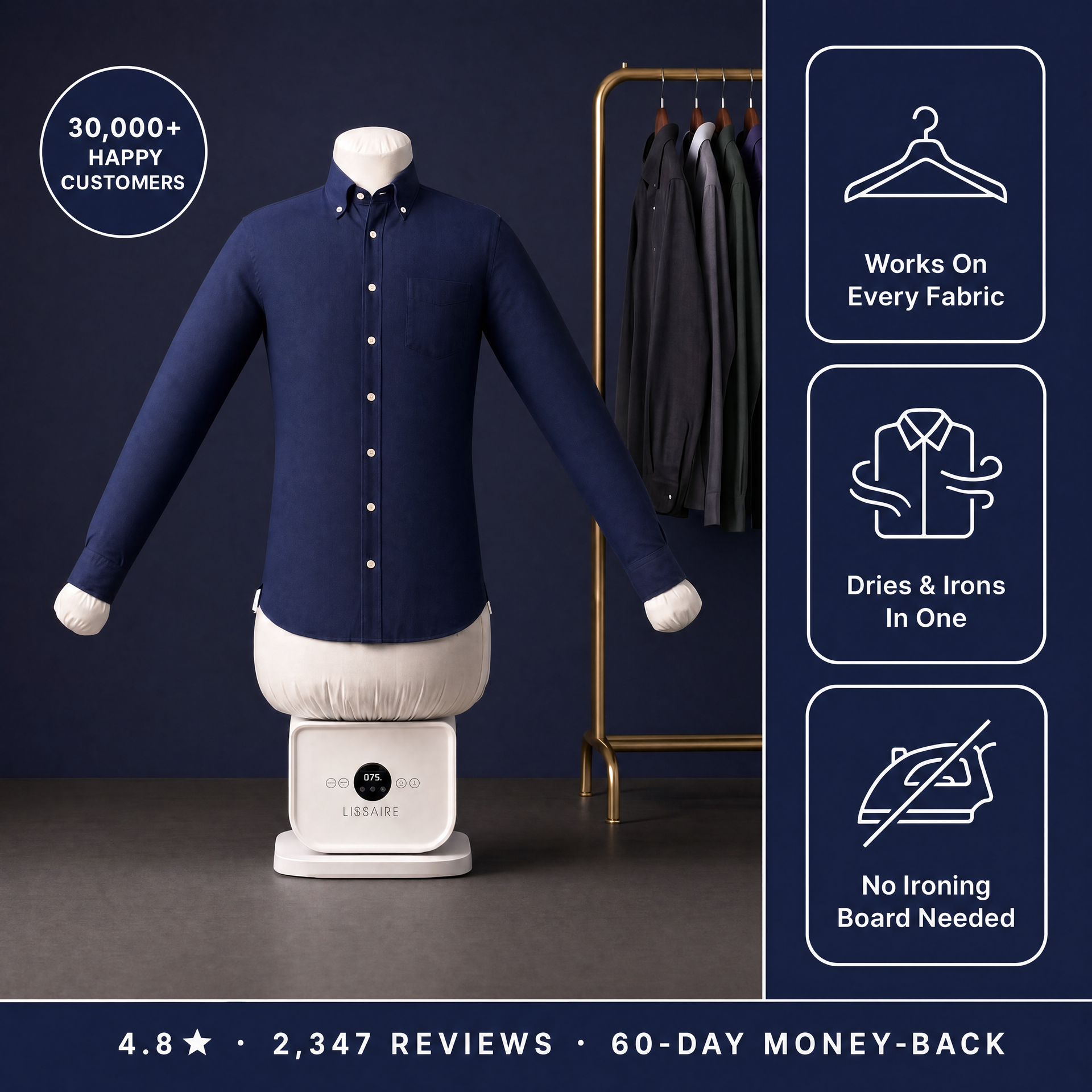 Lissaire Automatic Ironing Machine — Self-Ironing & Drying