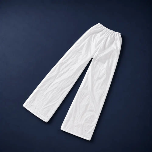 Lissaire pants attachment, a white inflatable trouser cover laid flat on a navy background